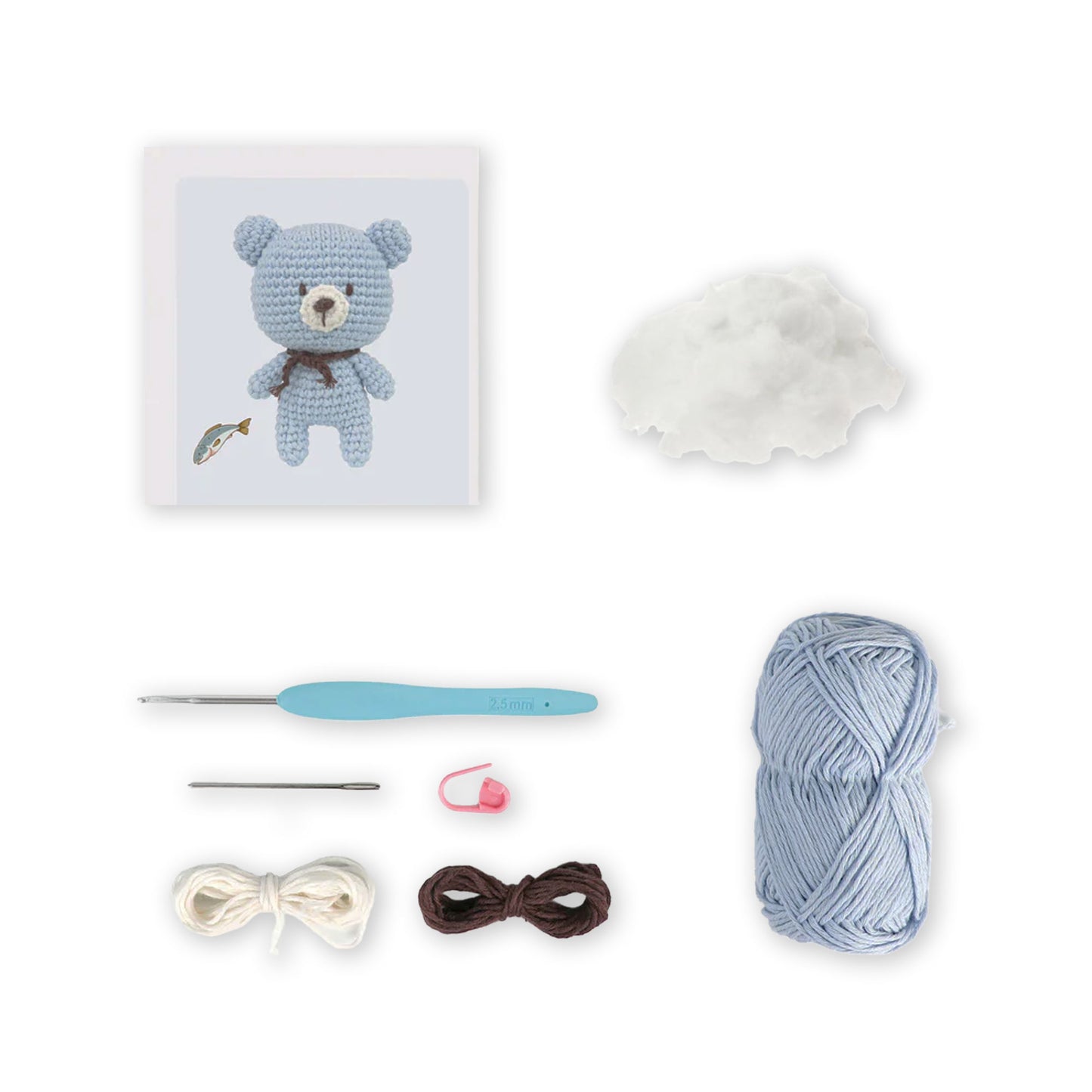 Contenuto kit Bobby the Bear con filati e accessori
