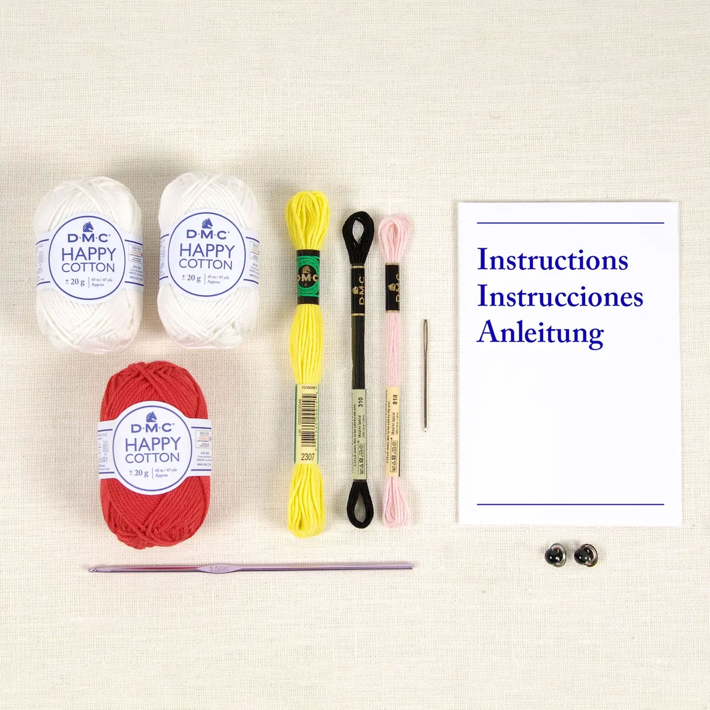 Kit amigurumi DMC Pop The Corn Maria Alejandra Montero con filato Happy Cotton 100% cotone materiali