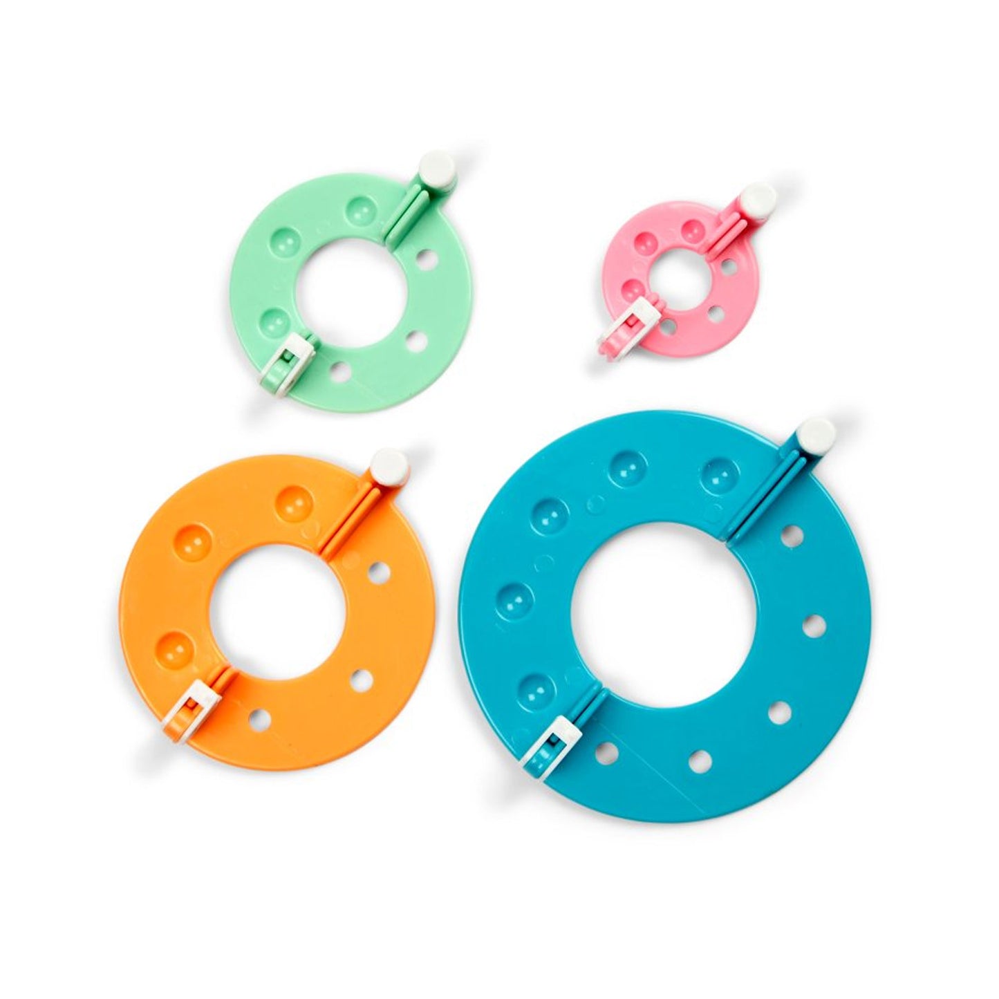 Set per realizzare pompon in plastica con quattro misure assortite