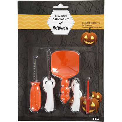 Kit intaglio zucca Halloween – 5 attrezzi e 7 sagome