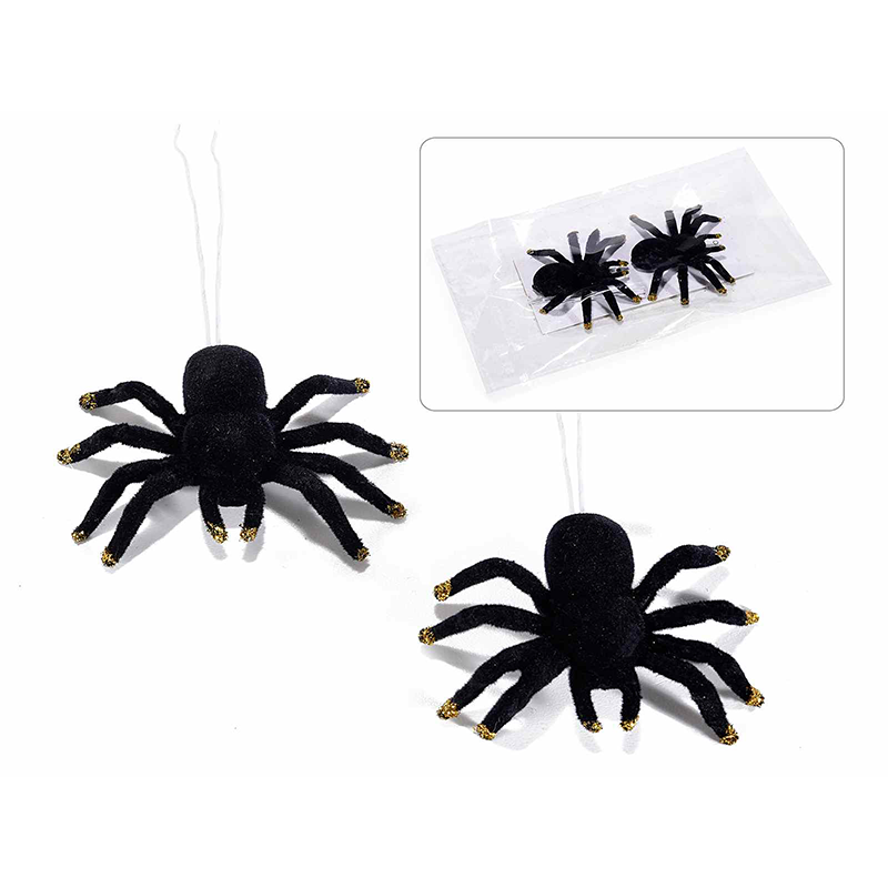 Ragni Halloween neri in velluto con glitter oro