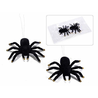 Ragni Halloween neri in velluto con glitter oro