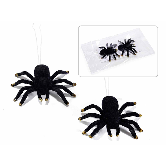Ragni Halloween neri in velluto con glitter oro