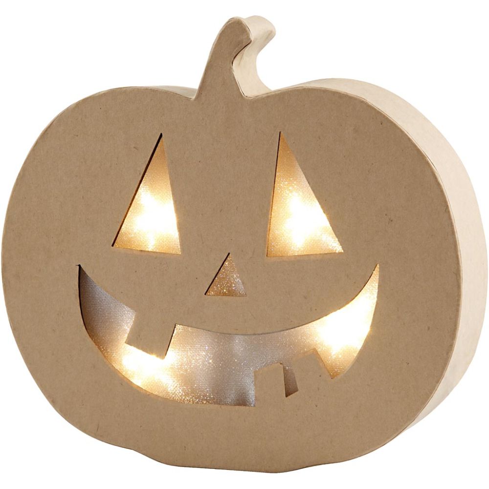 Zucca luminosa in cartapesta Halloween – 20 × 22 cm