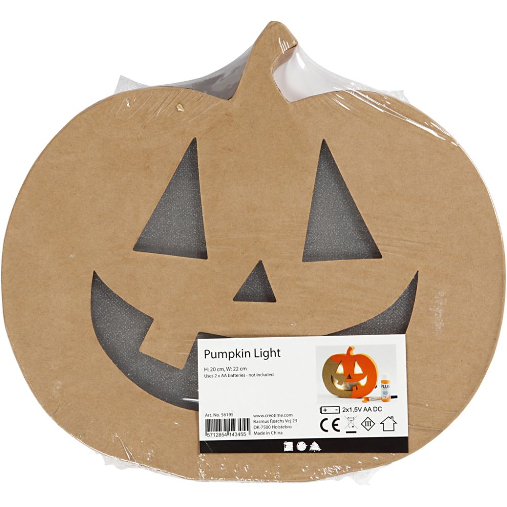 Zucca luminosa in cartapesta Halloween – 20 × 22 cm