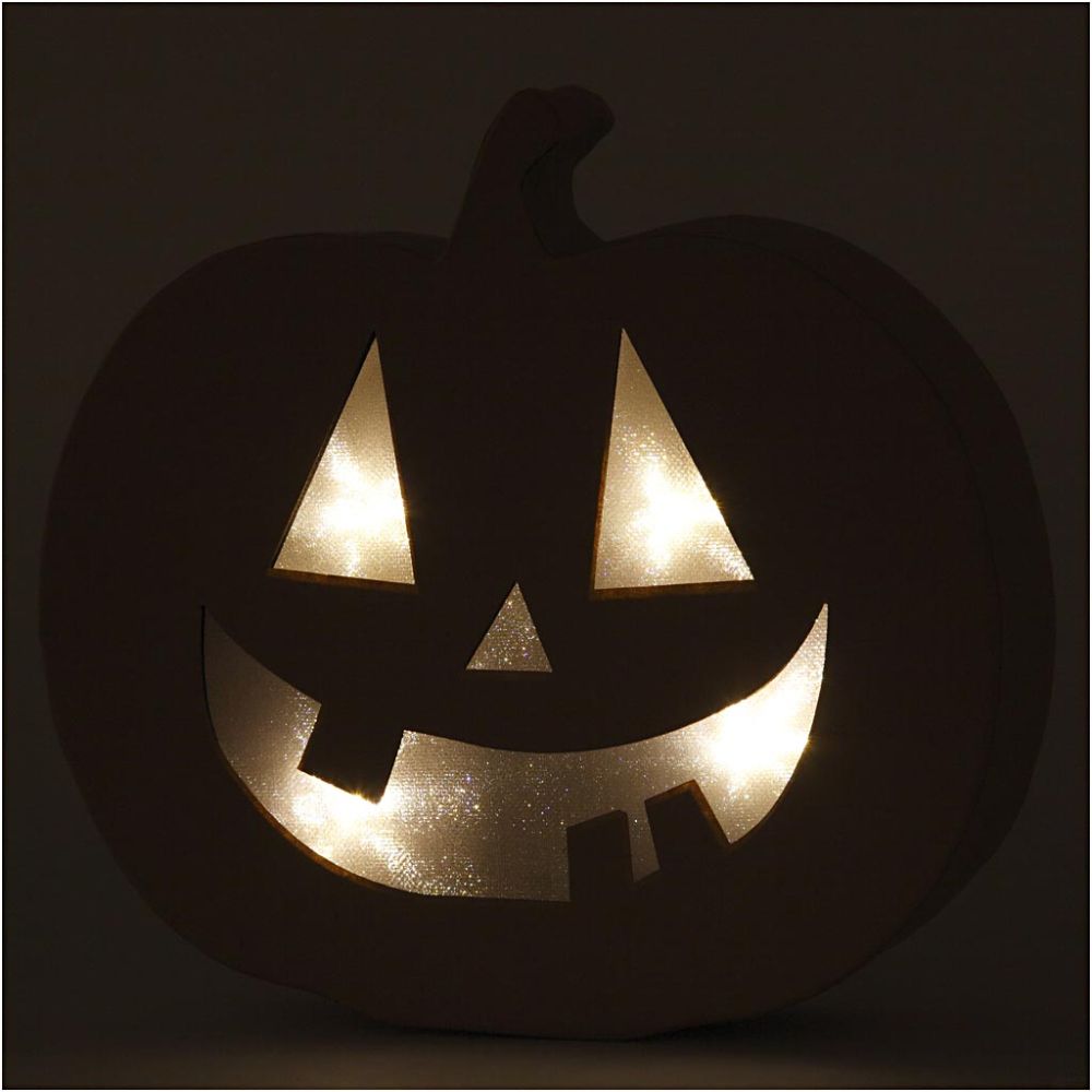 Zucca luminosa in cartapesta Halloween – 20 × 22 cm