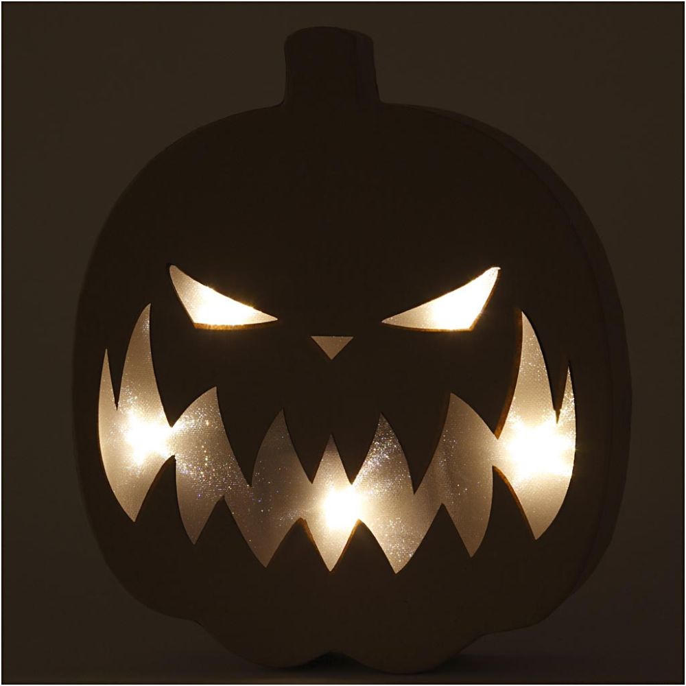 Zucca luminosa in cartapesta Halloween – 25 × 22 cm