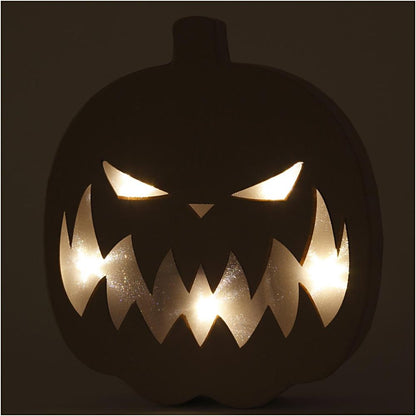 Zucca luminosa in cartapesta Halloween – 25 × 22 cm