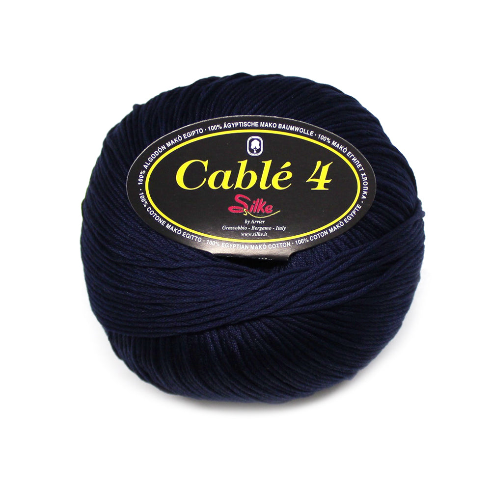 filato puro cotone cable 4 blu notte