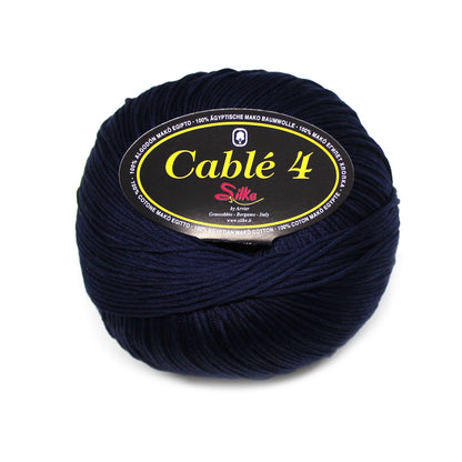 filato puro cotone cable 4 blu notte
