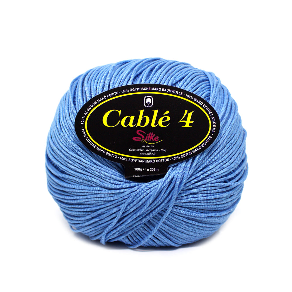 filato puro cotone cable 4 azzurro