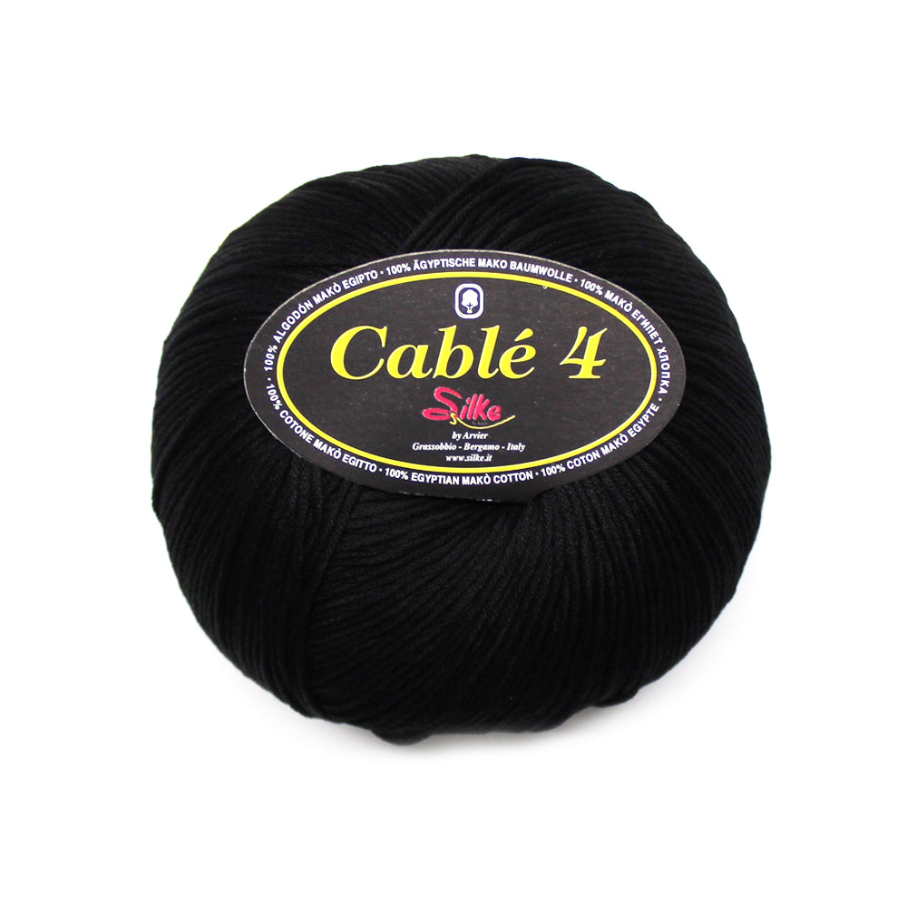 filato puro cotone cable 4 nero