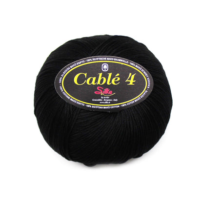 filato puro cotone cable 4 nero
