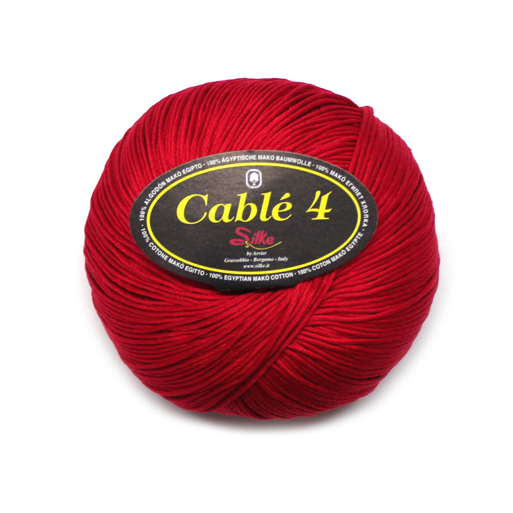 filato puro cotone cable 4 rosso scuro