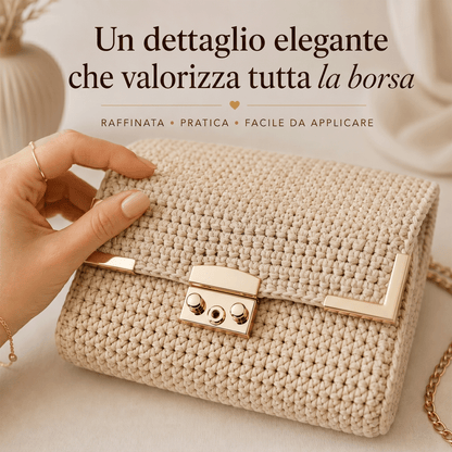 Chiusura a cartella montata su borsa uncinetto handmade