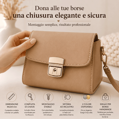 foto ambientata Chiusura a pulsante con chiave MAS 44x44 mm per borse handmade