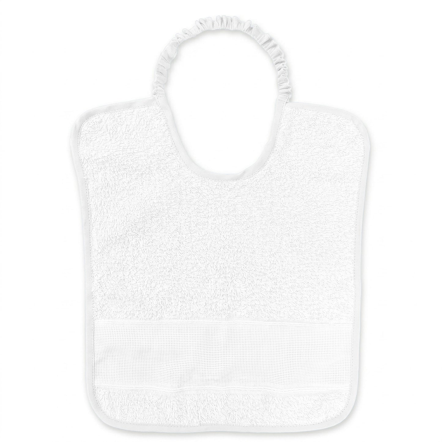 Bavaglino asilo in spugna bianco con elastico e tela Aida da personalizzare