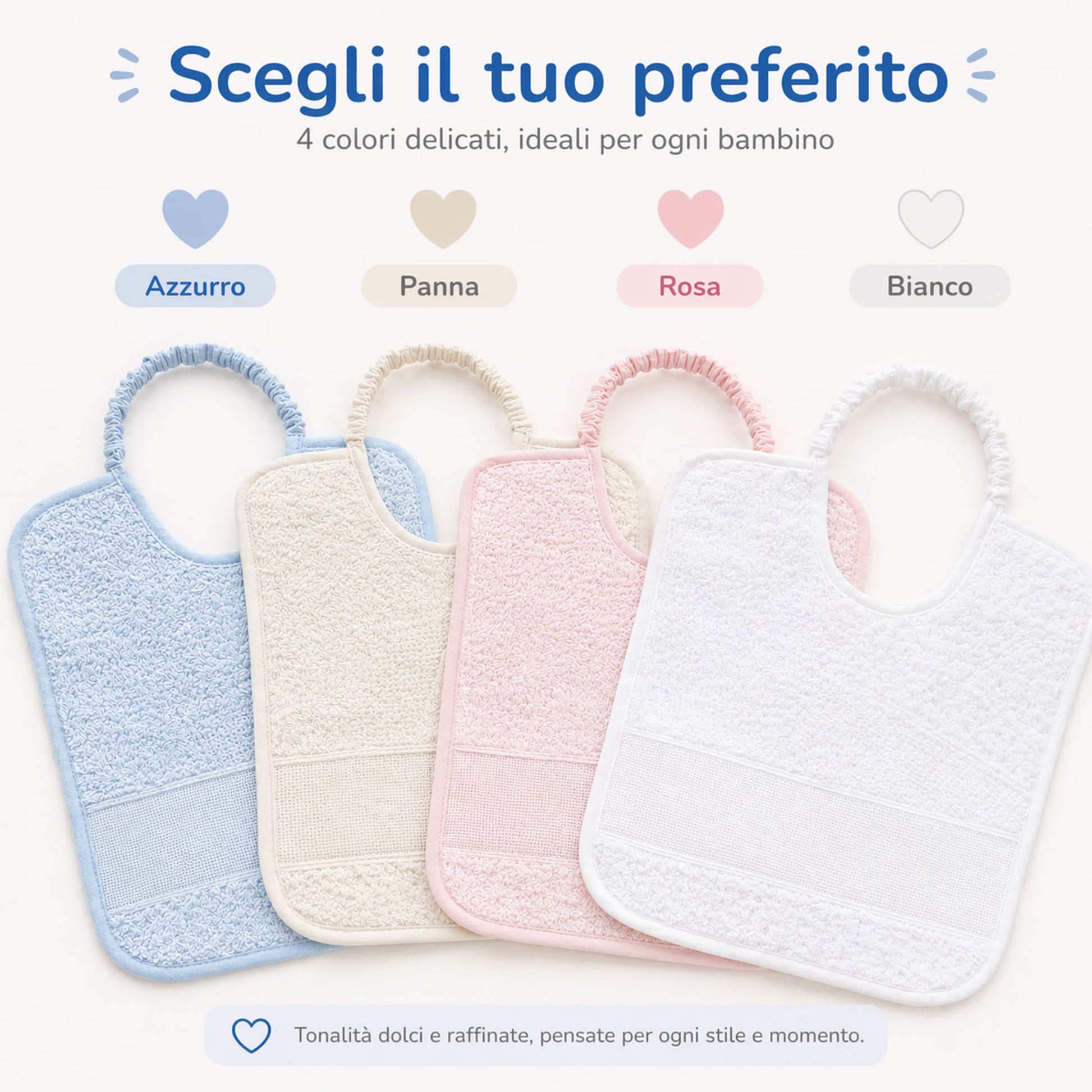 Dettaglio spugna morbida e assorbente del bavaglino per asilo