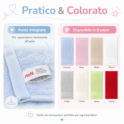 Etichetta asola per appendere asciugamano asilo personalizzabile