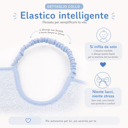 Bavaglino Asilo in Spugna con Elastico Personalizzabile con Nome Ricamato