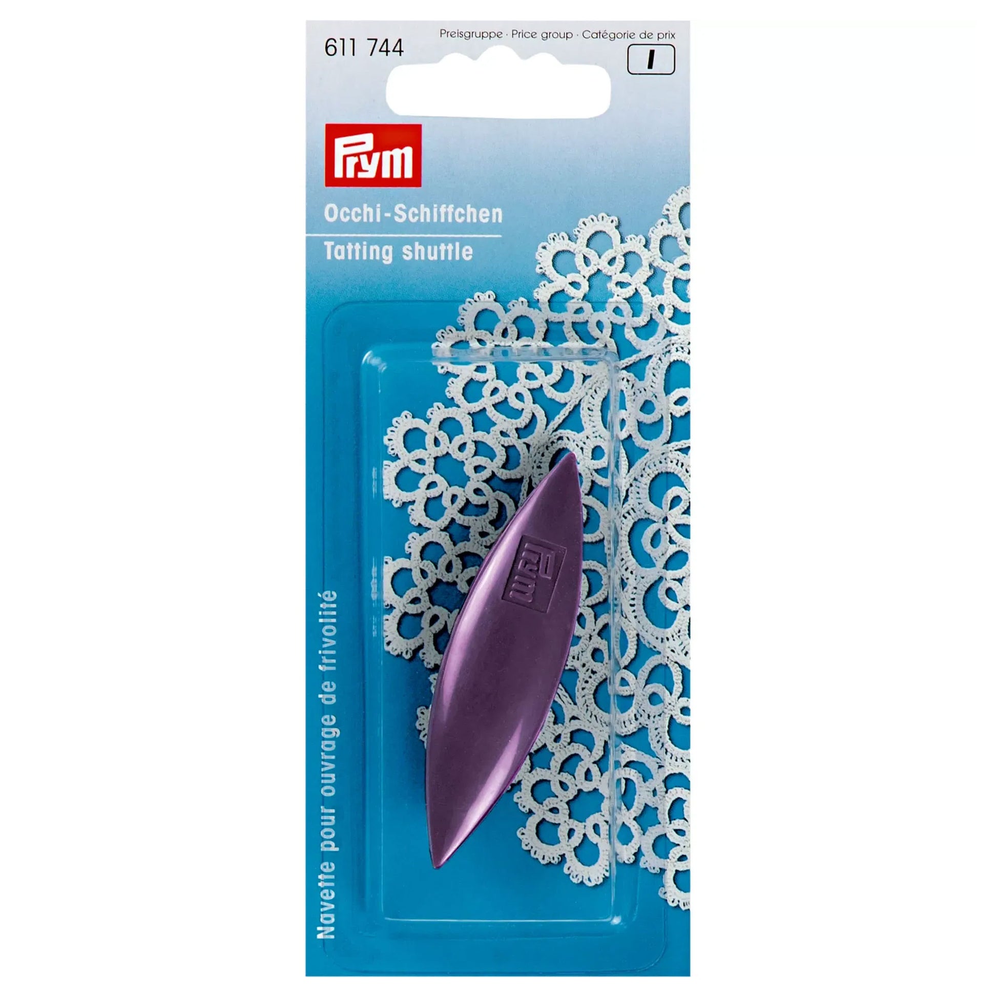 Navetta per chiacchierino Prym in plastica colore ambra per lavori di frivolezza 611744