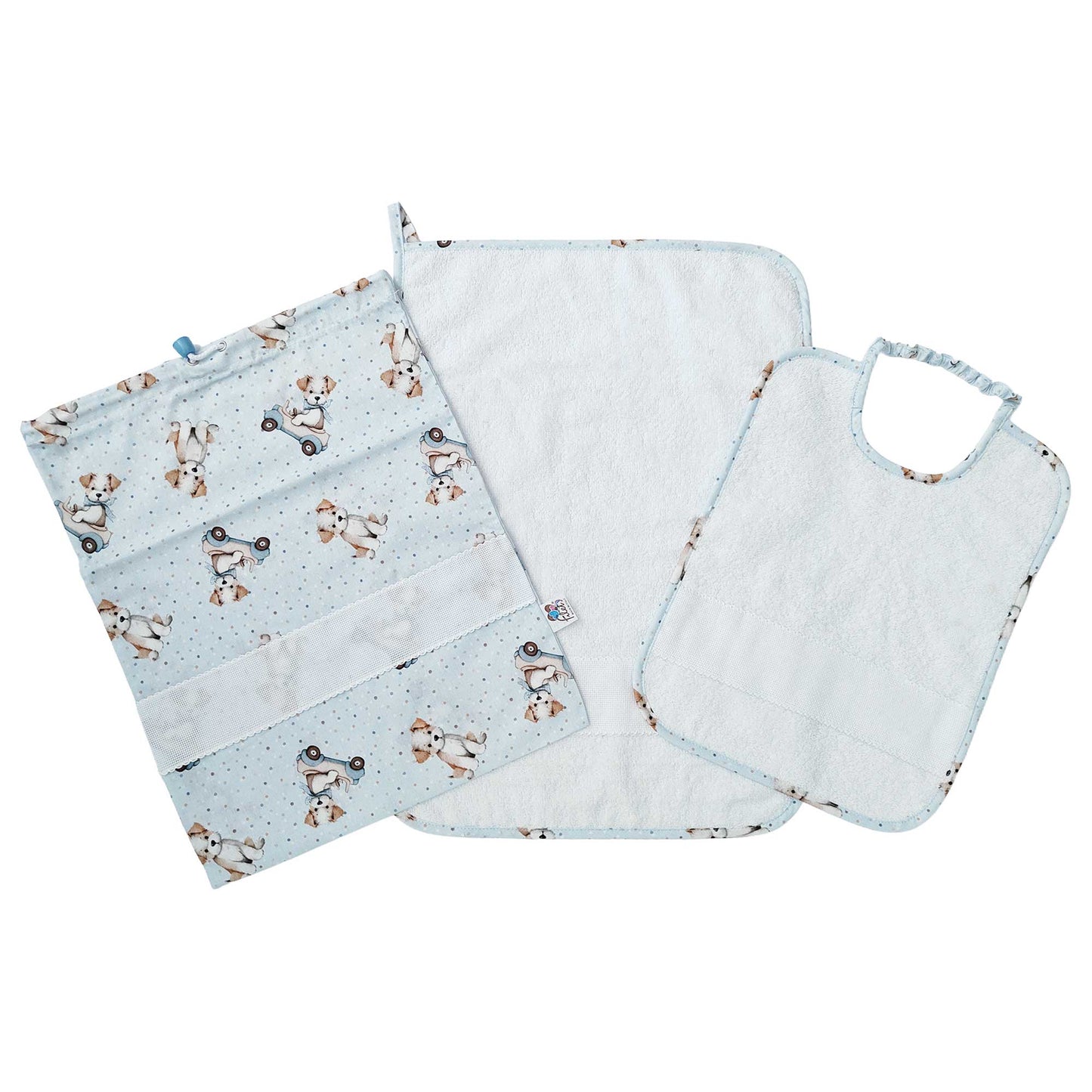 Set Asilo Personalizzato azzurro cagnolini