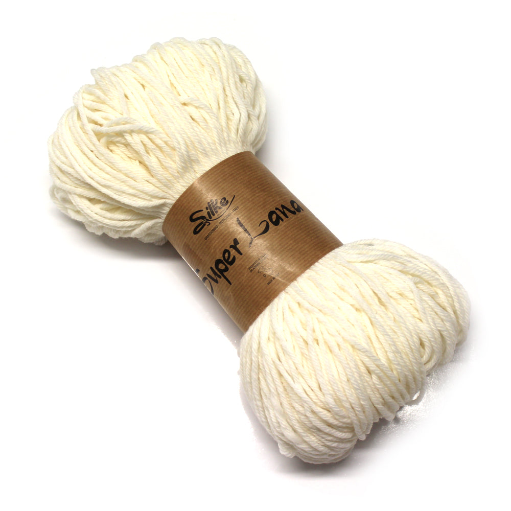 filato misto lana in matassa colore bianco