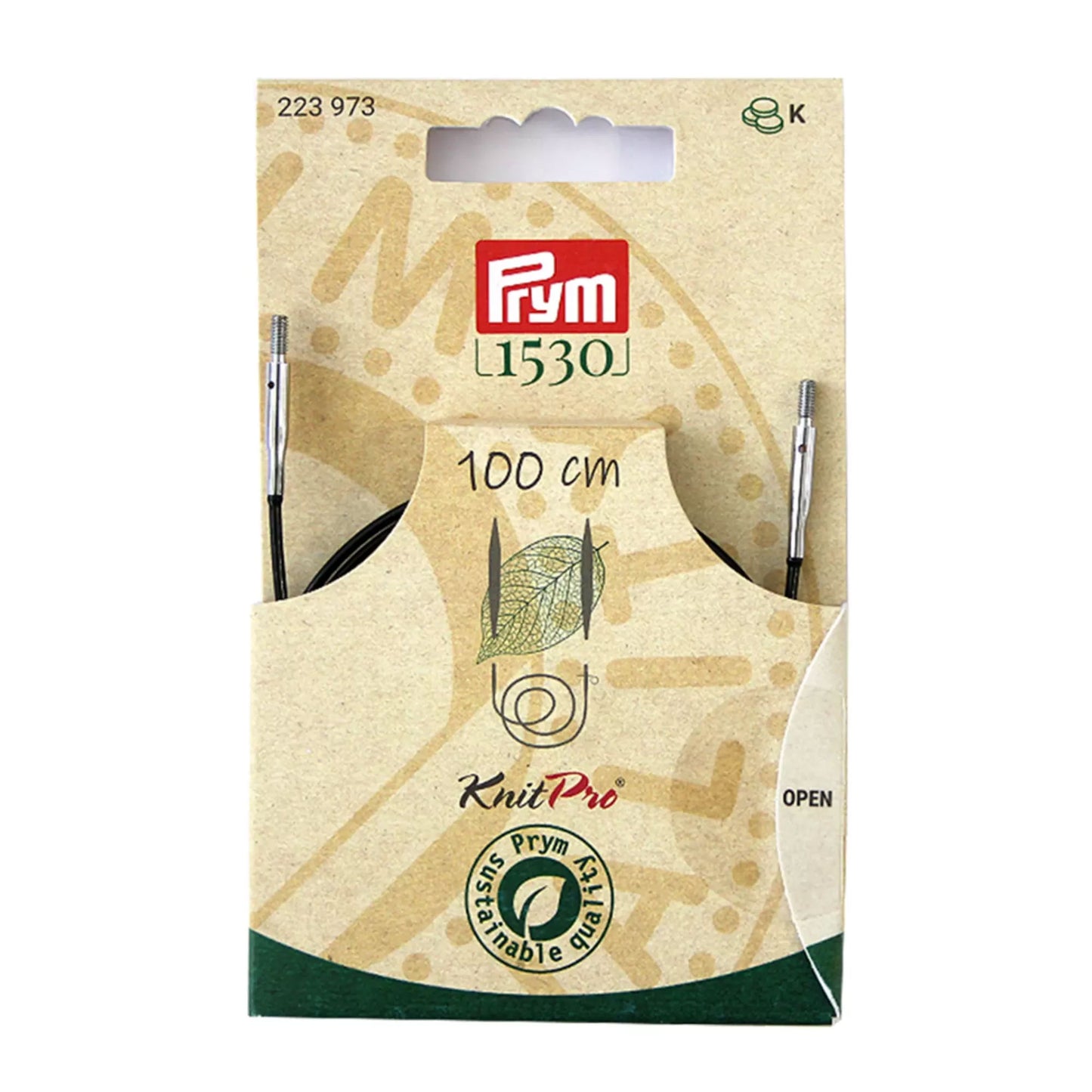 Cavetto intercambiabile Prym Natural per punte di ferri circolari e uncinetti con accessori di montaggio. Misura 100cm 223973
