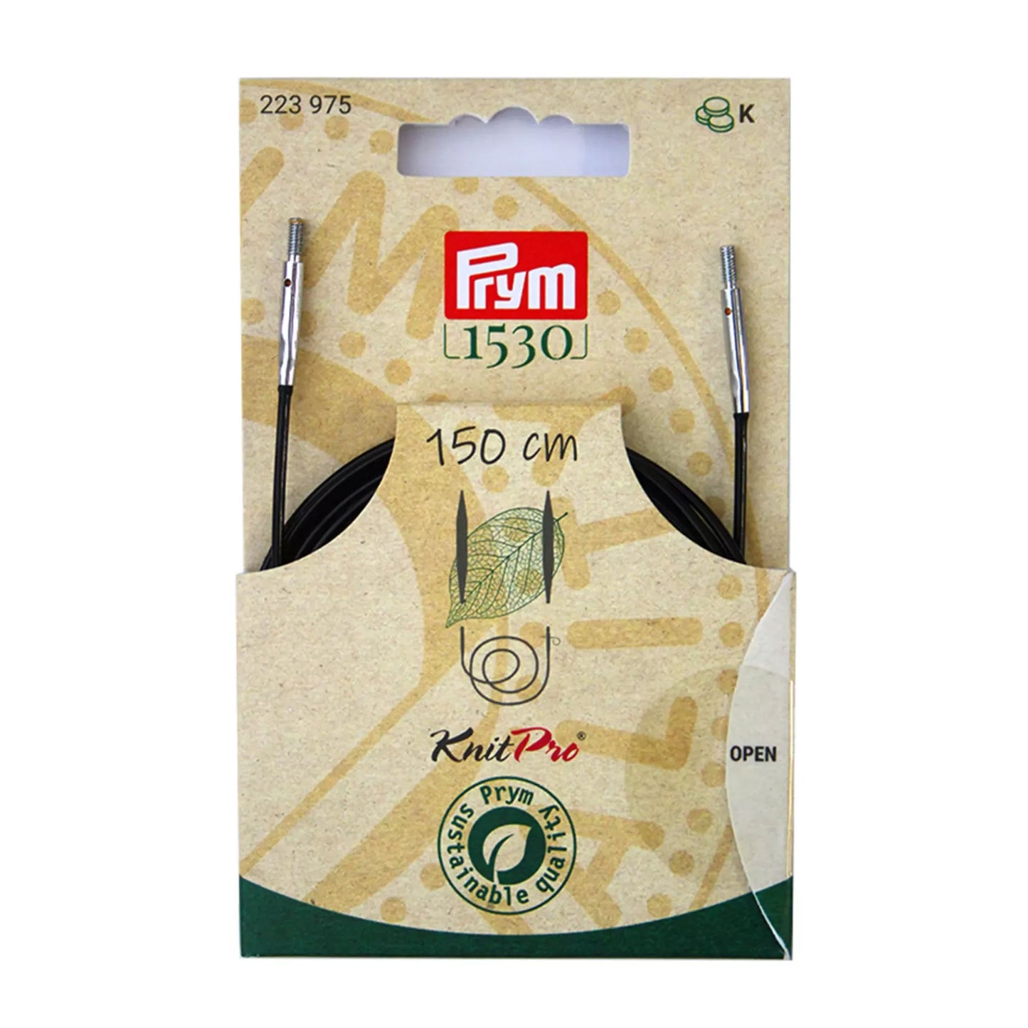 Cavetto intercambiabile Prym Natural per punte di ferri circolari e uncinetti con accessori di montaggio. Misura 150cm 223975