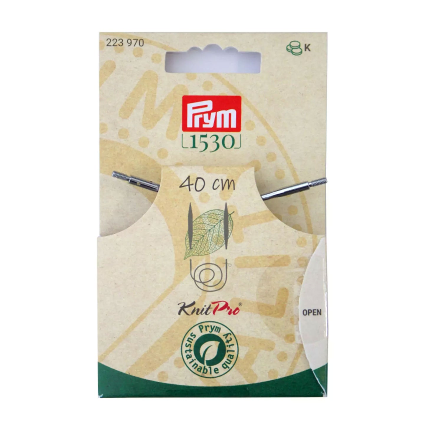 Cavetto intercambiabile Prym Natural per punte di ferri circolari e uncinetti con accessori di montaggio. Misura 40cm 223970