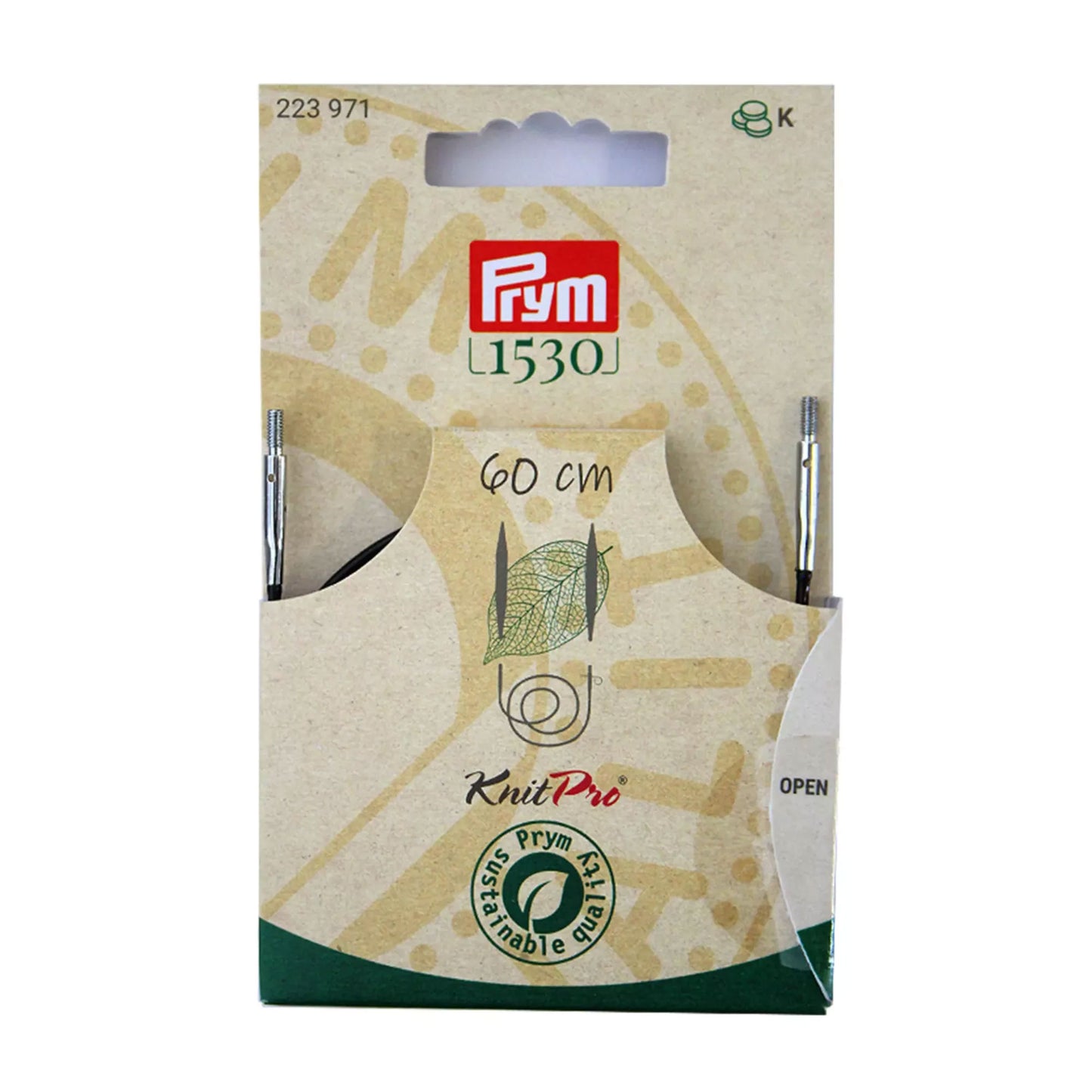 Cavetto intercambiabile Prym Natural per punte di ferri circolari e uncinetti con accessori di montaggio. Misura 60cm 223971