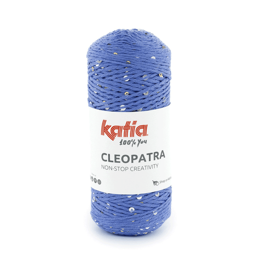 Filato Katia Cleopatra celeste con paillettes argento e oro