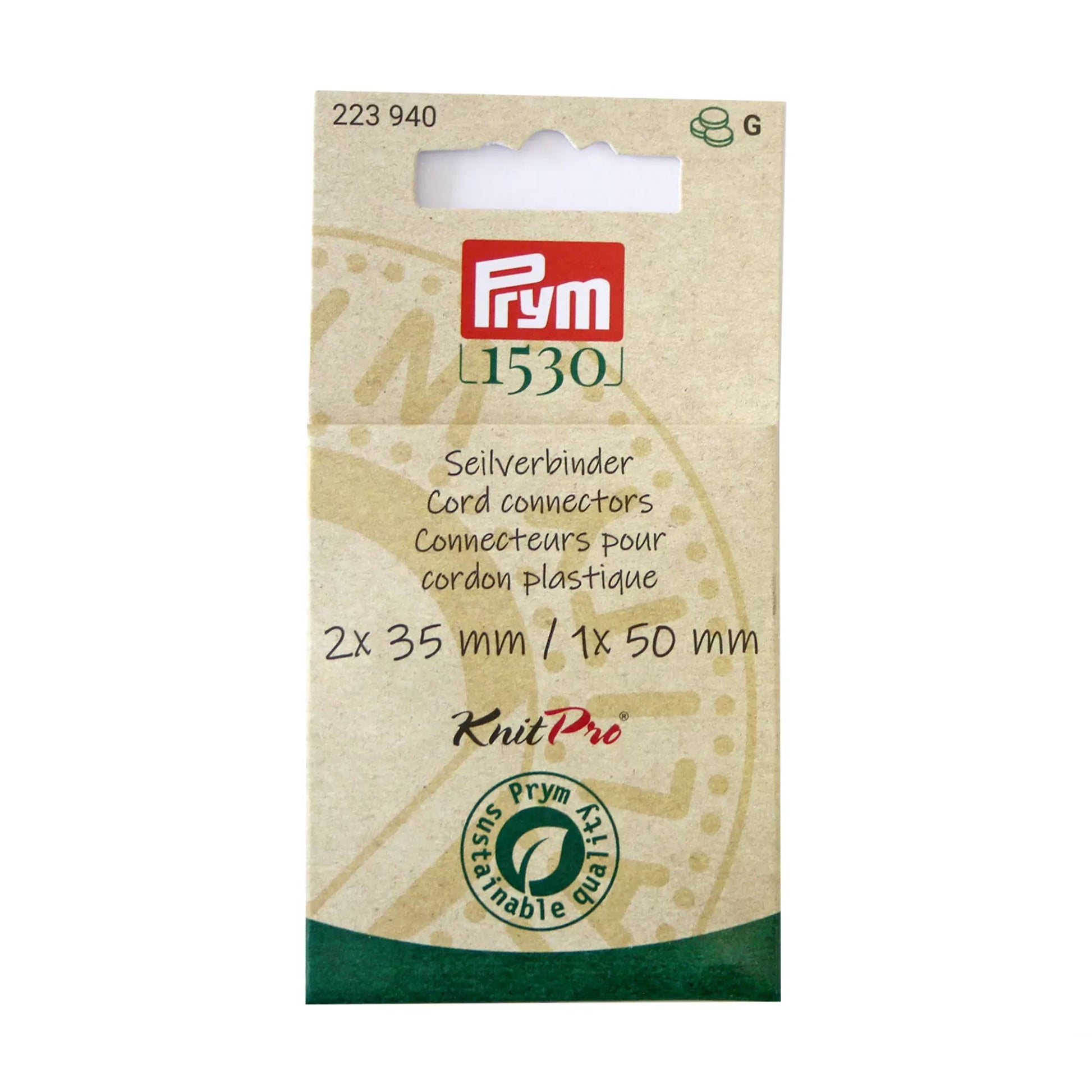 Confezione Connettori Prym Natural per unire e allungare i cavetti dei ferri circolari intercambiabili.
