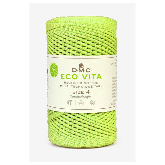 DMC Eco Vita 4 cordino in cotone riciclato 250g per borse e cestini all’uncinetto Acido 138