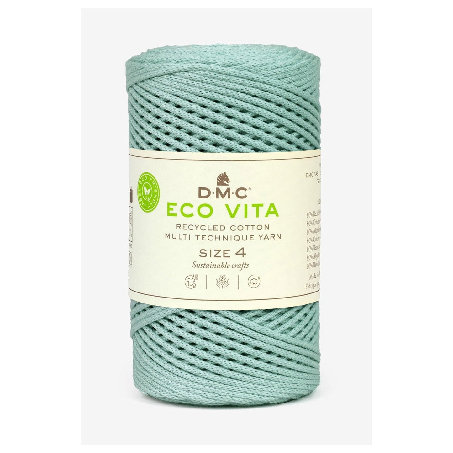 DMC Eco Vita 4 cordino in cotone riciclato 250g per borse e cestini all’uncinetto Acquamarina 83