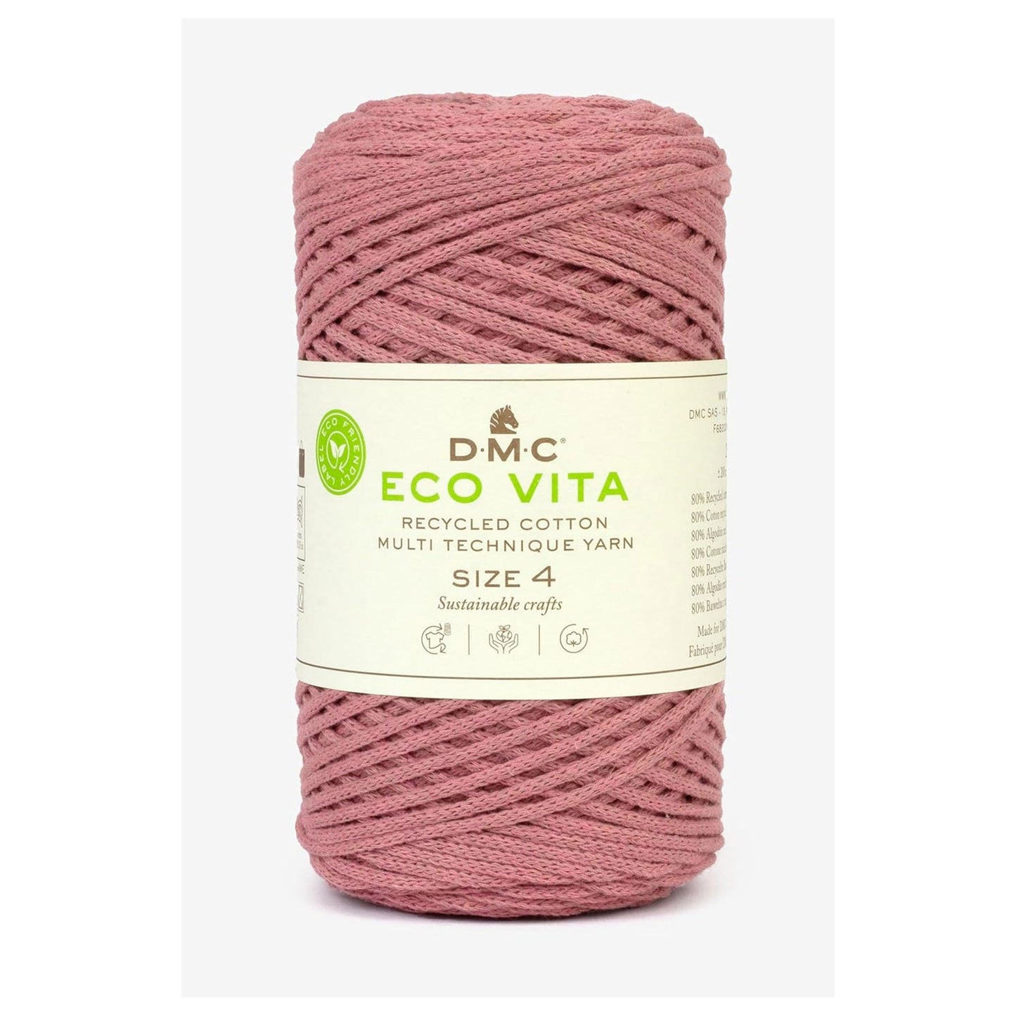DMC Eco Vita 4 cordino in cotone riciclato 250g per borse e cestini all’uncinetto Antico 4