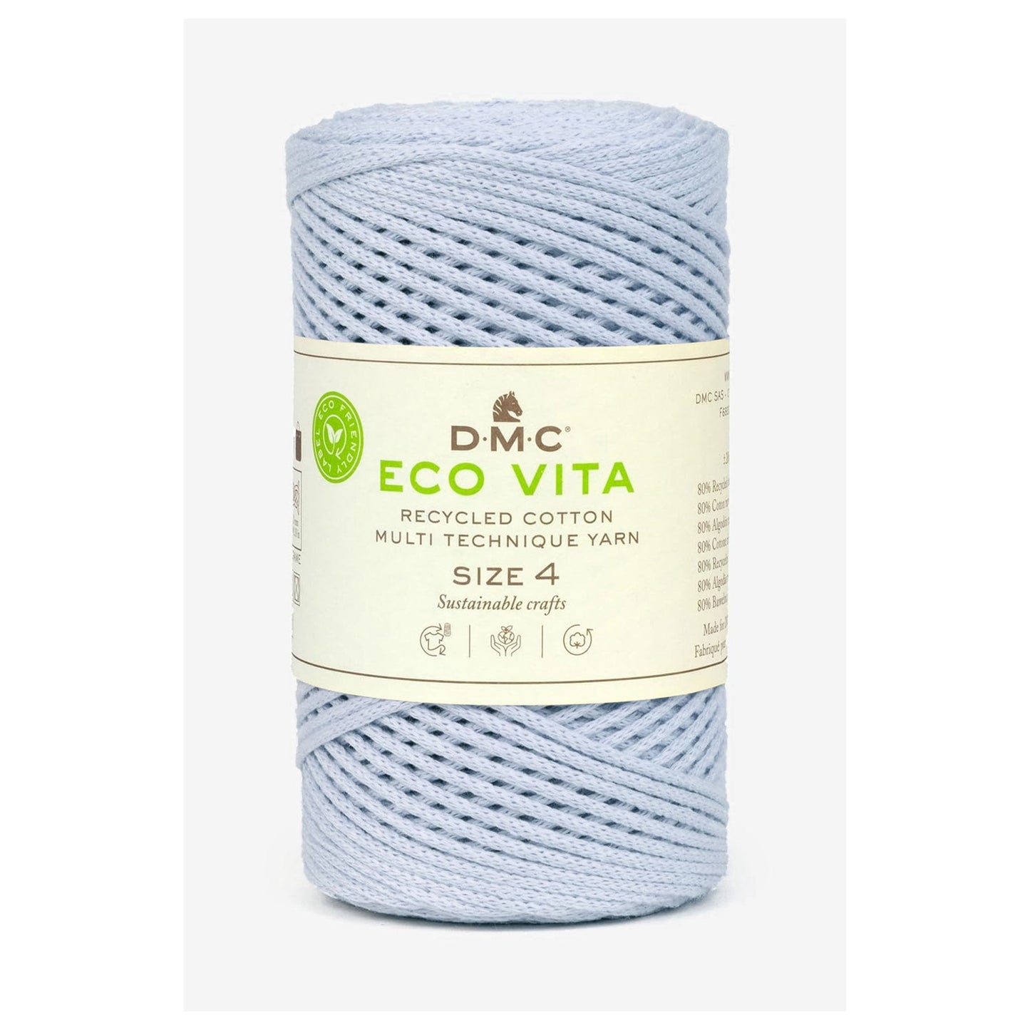 DMC Eco Vita 4 cordino in cotone riciclato 250g per borse e cestini all’uncinetto Azzurro 7