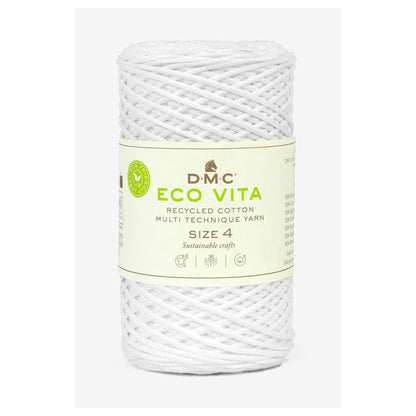 DMC Eco Vita 4 cordino in cotone riciclato 250g per borse e cestini all’uncinetto Bianco 100
