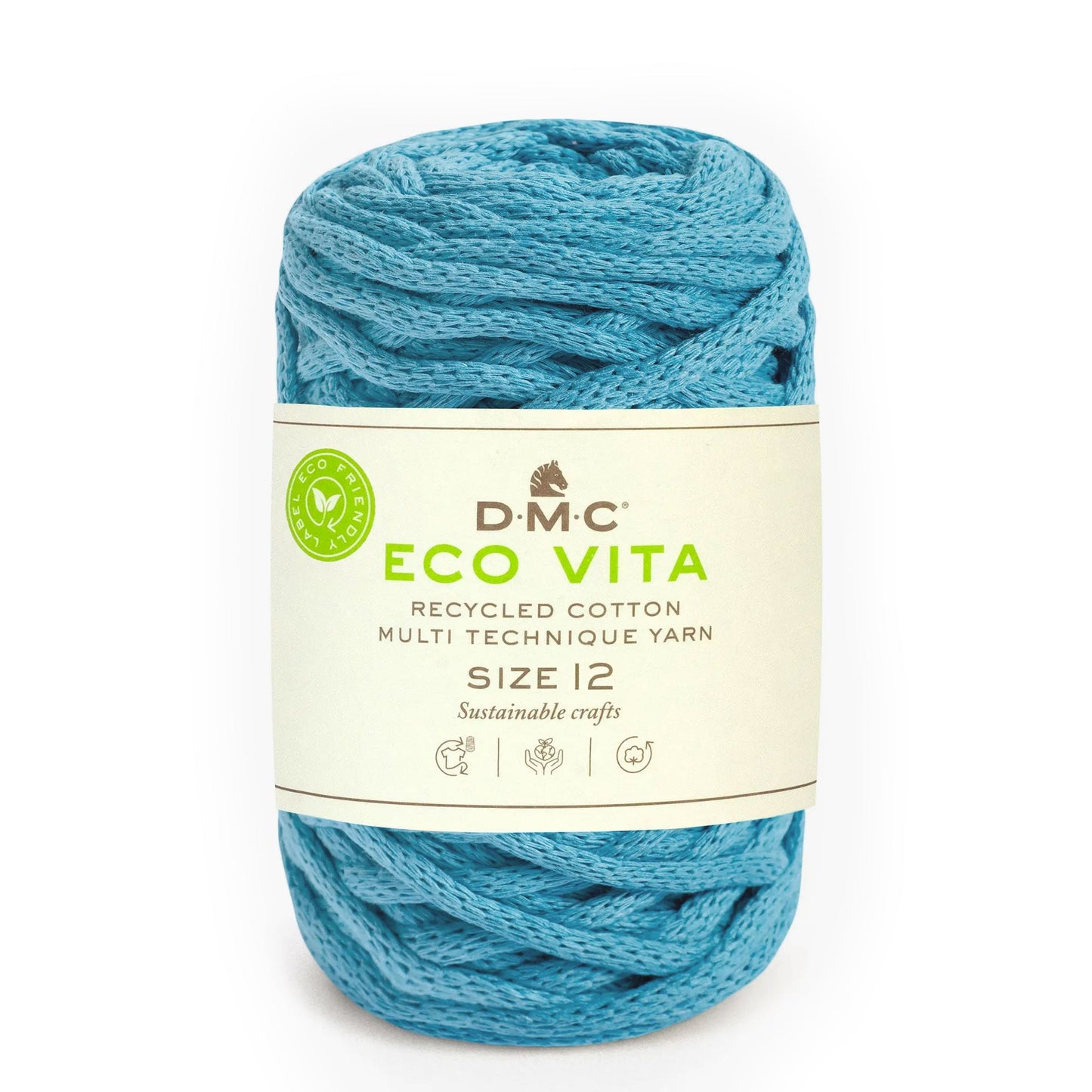 DMC Eco Vita 12 cordino spesso in cotone riciclato 250g per cestini e arredo Cielo 72