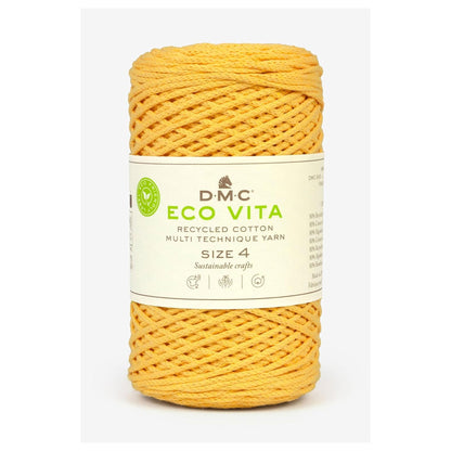 DMC Eco Vita 4 cordino in cotone riciclato 250g per borse e cestini all’uncinetto Giallo 9
