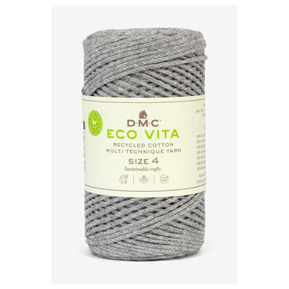DMC Eco Vita 4 cordino in cotone riciclato 250g per borse e cestini all’uncinetto Grigio Melange 122