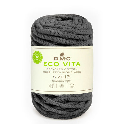 DMC Eco Vita 12 cordino spesso in cotone riciclato 250g per cestini e arredo Grigio Scuro 12
