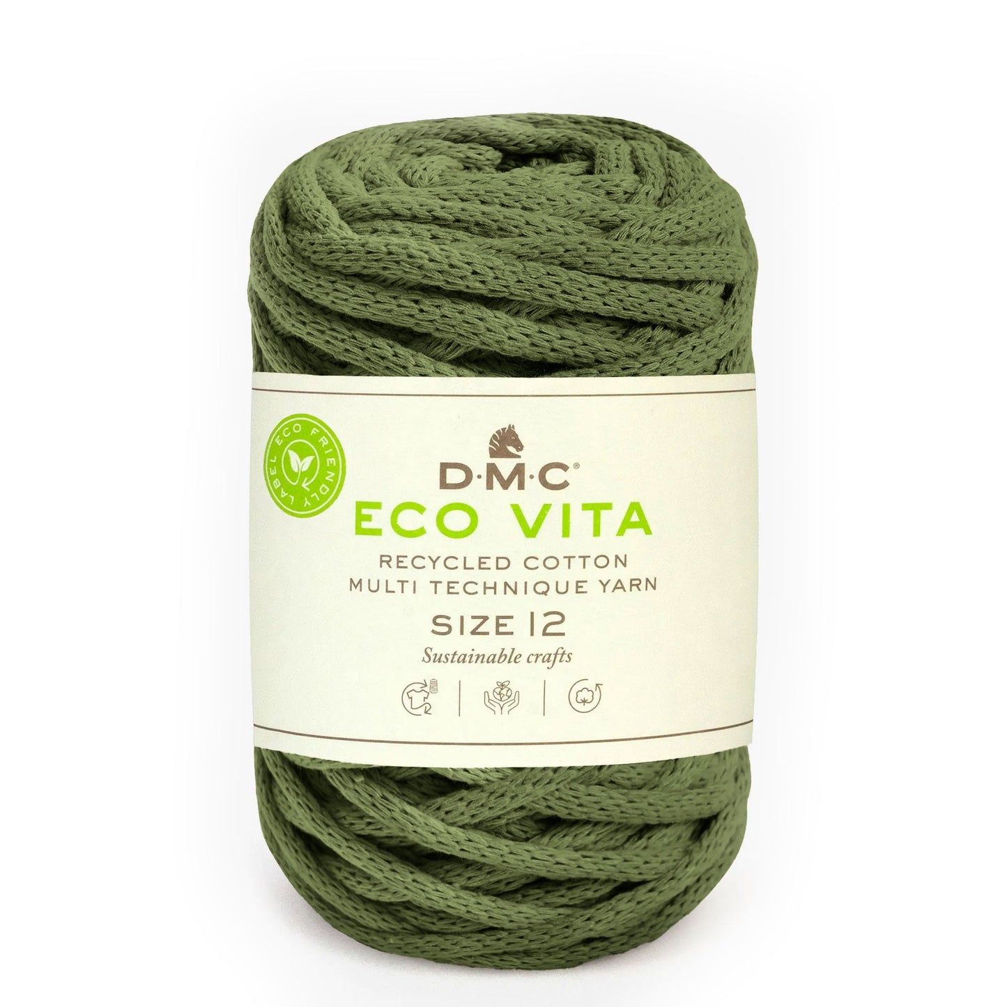 DMC Eco Vita 12 cordino spesso in cotone riciclato 250g per cestini e arredo Militare 83