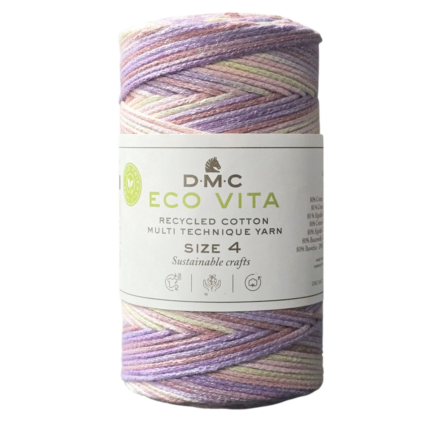 DMC Eco Vita 4 Sfumato – Cordino in Cotone Riciclato 250g per Uncinetto e Borse