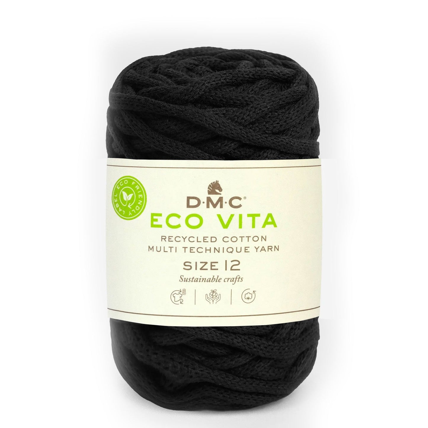 DMC Eco Vita 12 cordino spesso in cotone riciclato 250g per cestini e arredo Nero 2