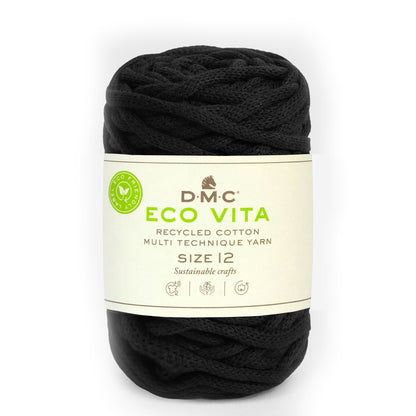DMC Eco Vita 12 cordino spesso in cotone riciclato 250g per cestini e arredo Nero 2