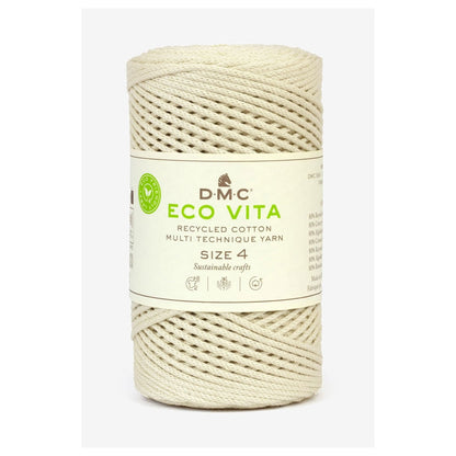 DMC Eco Vita 4 cordino in cotone riciclato 250g per borse e cestini all’uncinetto Panna 1
