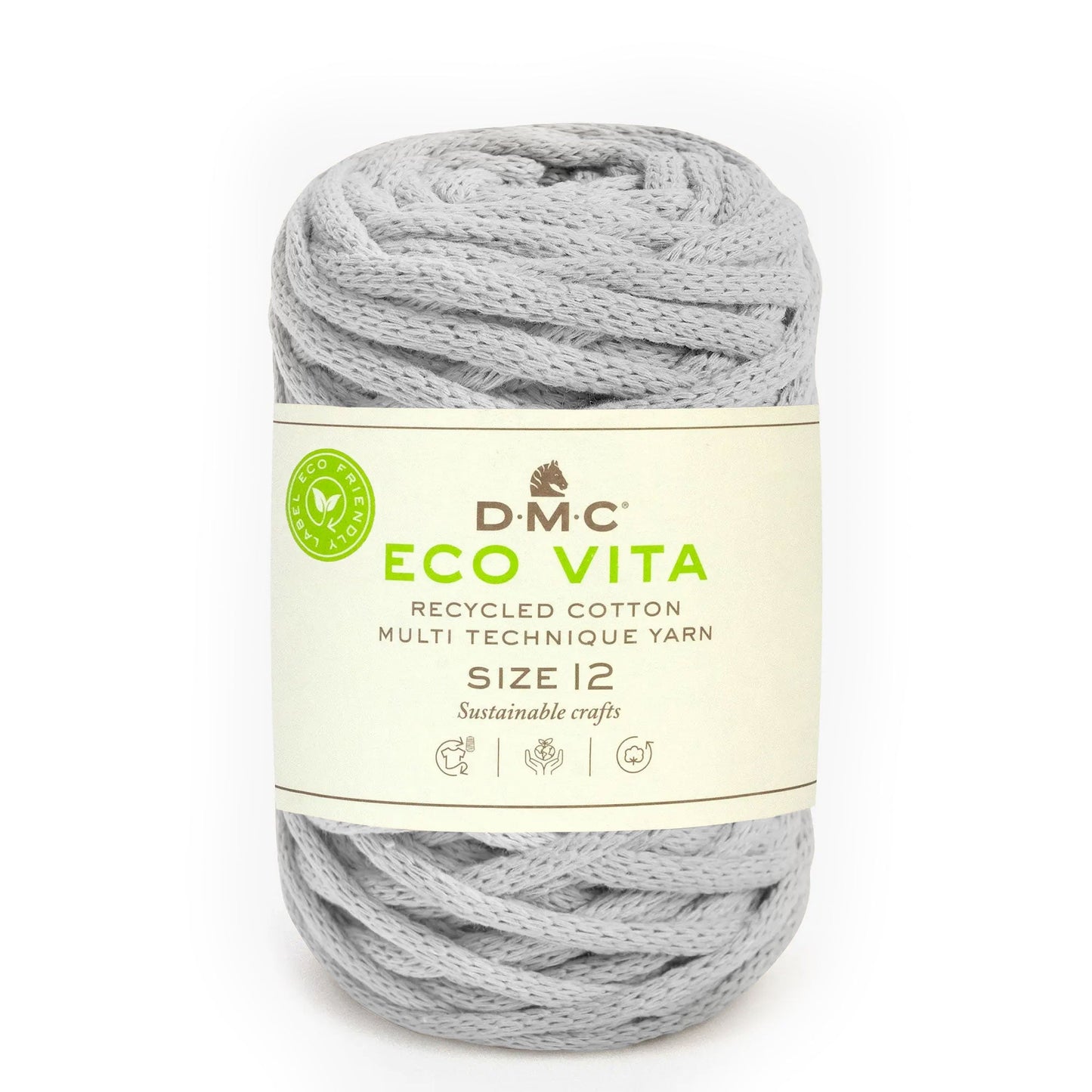DMC Eco Vita 12 cordino spesso in cotone riciclato 250g per cestini e arredo Perla 121