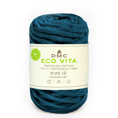 DMC Eco Vita 12 cordino spesso in cotone riciclato 250g per cestini e arredo Petrolio 73