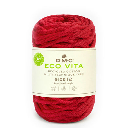 DMC Eco Vita 12 cordino spesso in cotone riciclato 250g per cestini e arredo Rosso 5